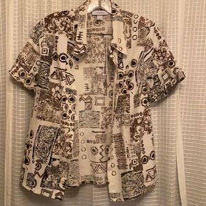 Vintage Dressbarn Aztec Print Collard Shirt with No Buttons.